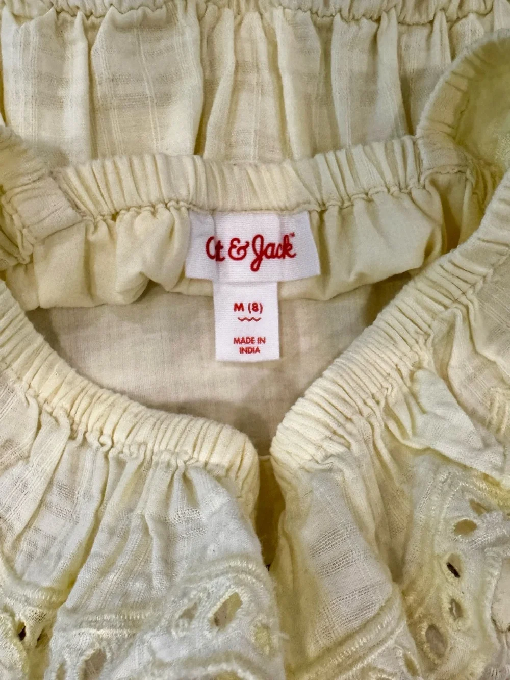 Cat & Jack Yellow Eyelet Ruffle Sundress - EC - Size 8